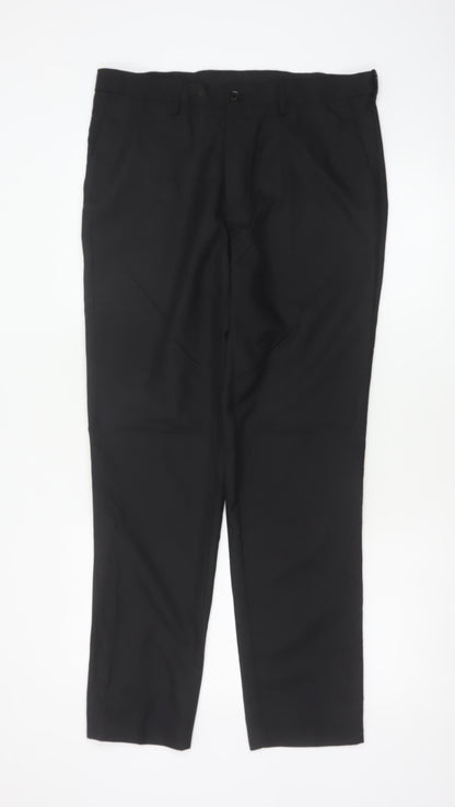 Marks and Spencer Men's Black 34R Slim Fit Dress Trousers 34in