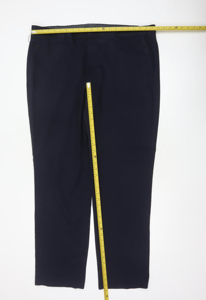 Marks and Spencer Men’s Navy 42in Long Regular Fit Wool Dress Trousers