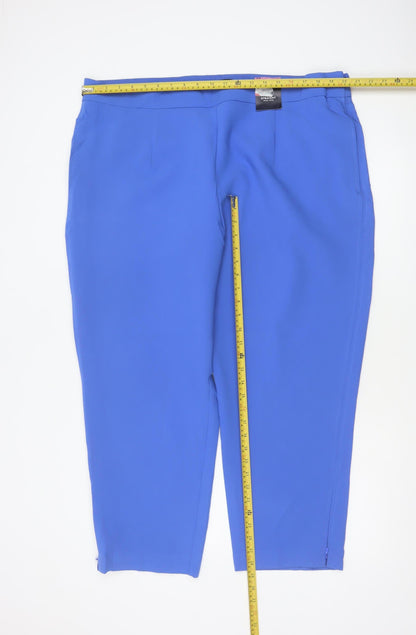 M&S Women Blue UK 22 Short High Rise Straight Trousers