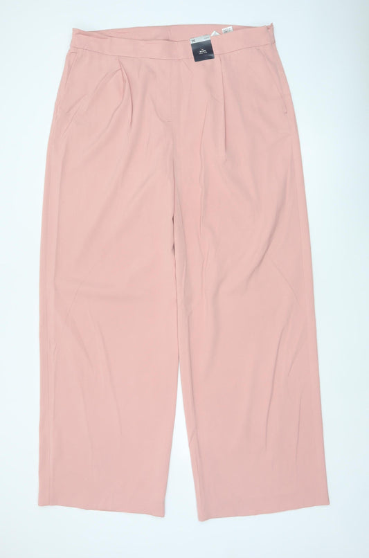 Marks & Spencer Women’s Pink Size 20 Wide Leg High Rise Trousers