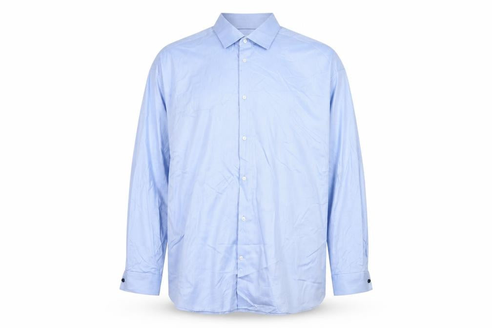 Marks & Spencer Men's Blue 20 Regular Fit Cotton Herringbone Shirt