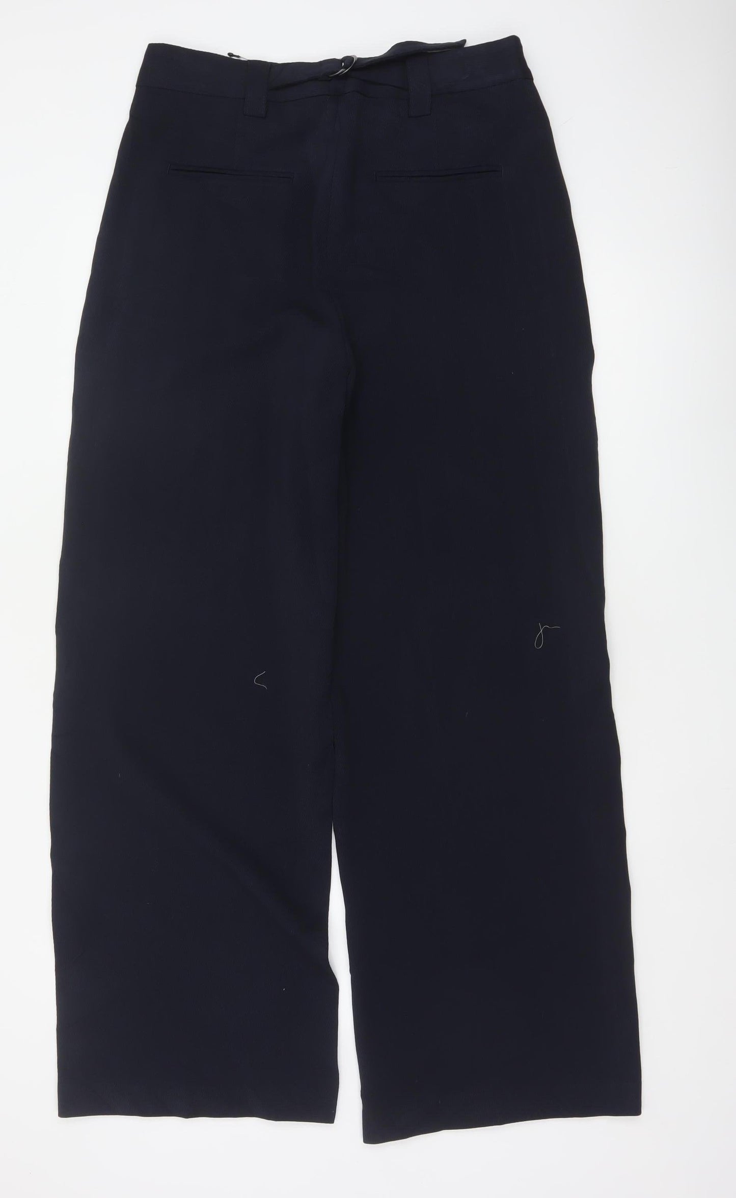 Marks & Spencer Women Blue UK 12 Long Wide Leg High Rise Trousers