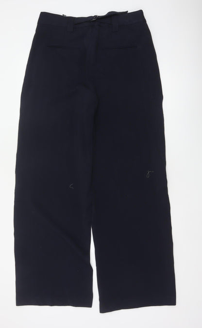Marks & Spencer Women Blue UK 12 Long Wide Leg High Rise Trousers