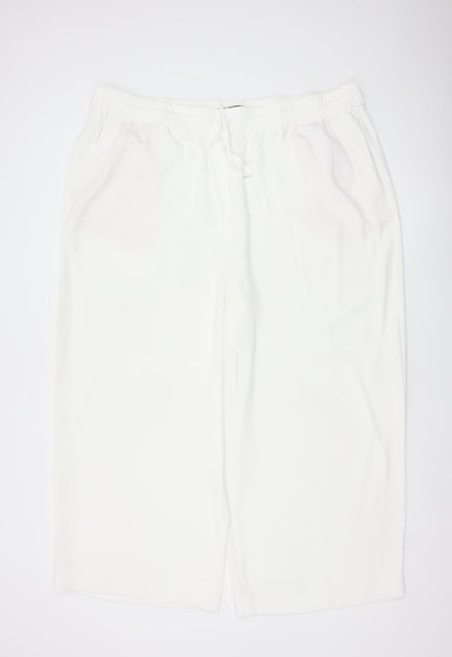 Marks & Spencer Women Ivory UK 22 Wide-Leg Drawstring Trousers