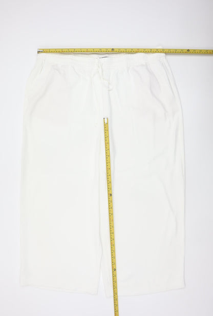 Marks & Spencer Women Ivory UK 22 Wide-Leg Drawstring Trousers