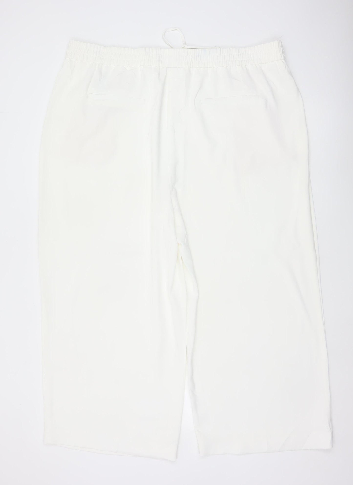Marks & Spencer Women Ivory UK 22 Wide-Leg Drawstring Trousers
