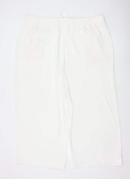 Marks & Spencer Women Ivory UK 22 Wide-Leg Drawstring Trousers