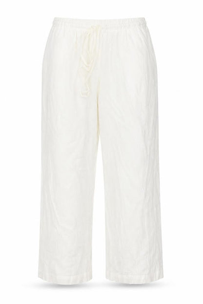 ASOS DESIGN Women Ivory UK 10 Wide-Leg Linen Blend Drawstring Trousers