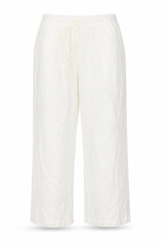 ASOS DESIGN Women Ivory UK 10 Wide-Leg Linen Blend Drawstring Trousers