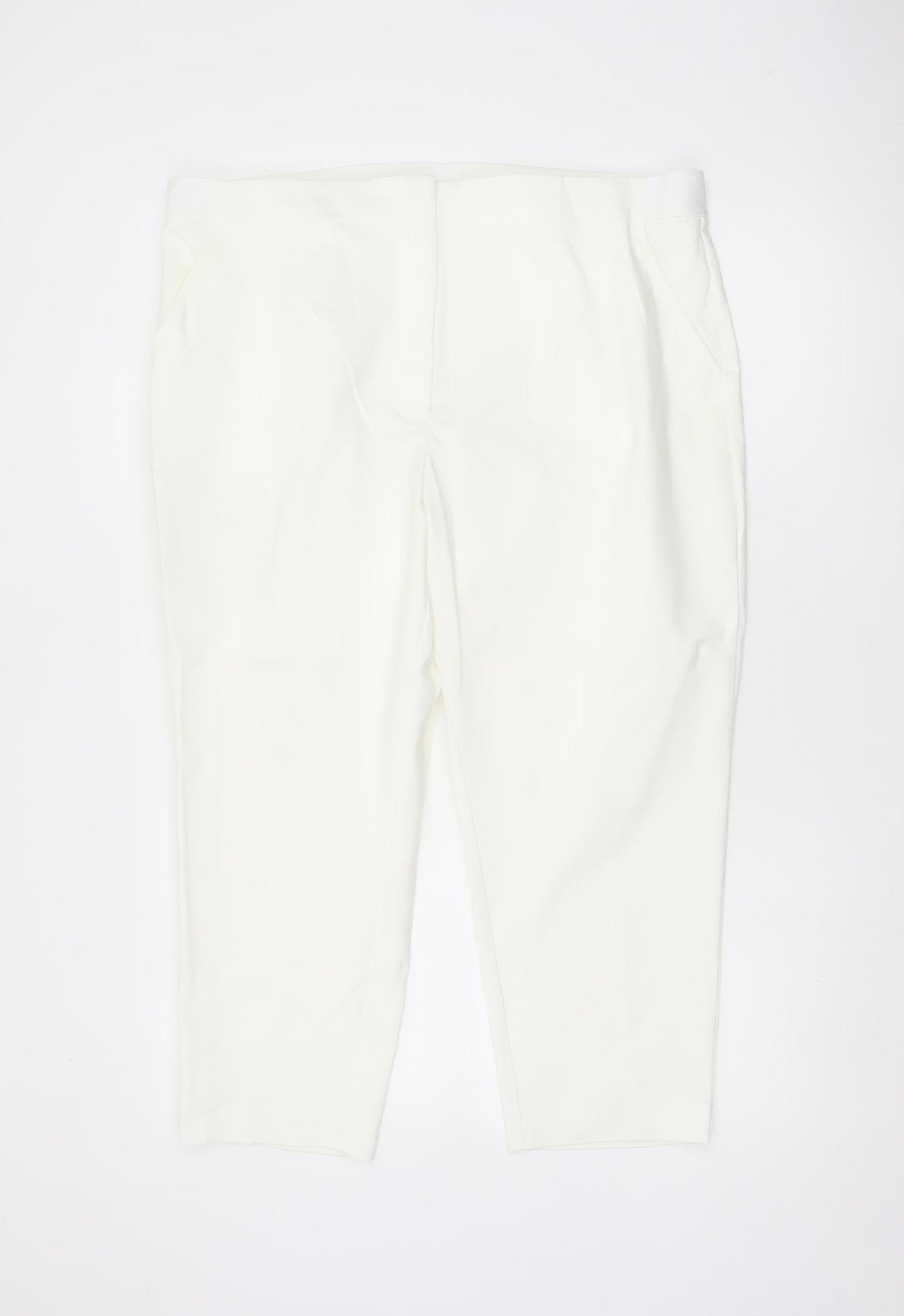 Marks & Spencer Women Ivory UK 20 Short Tapered Chino Trousers