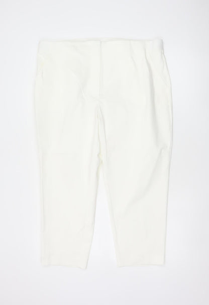 Marks & Spencer Women Ivory UK 20 Short Tapered Chino Trousers