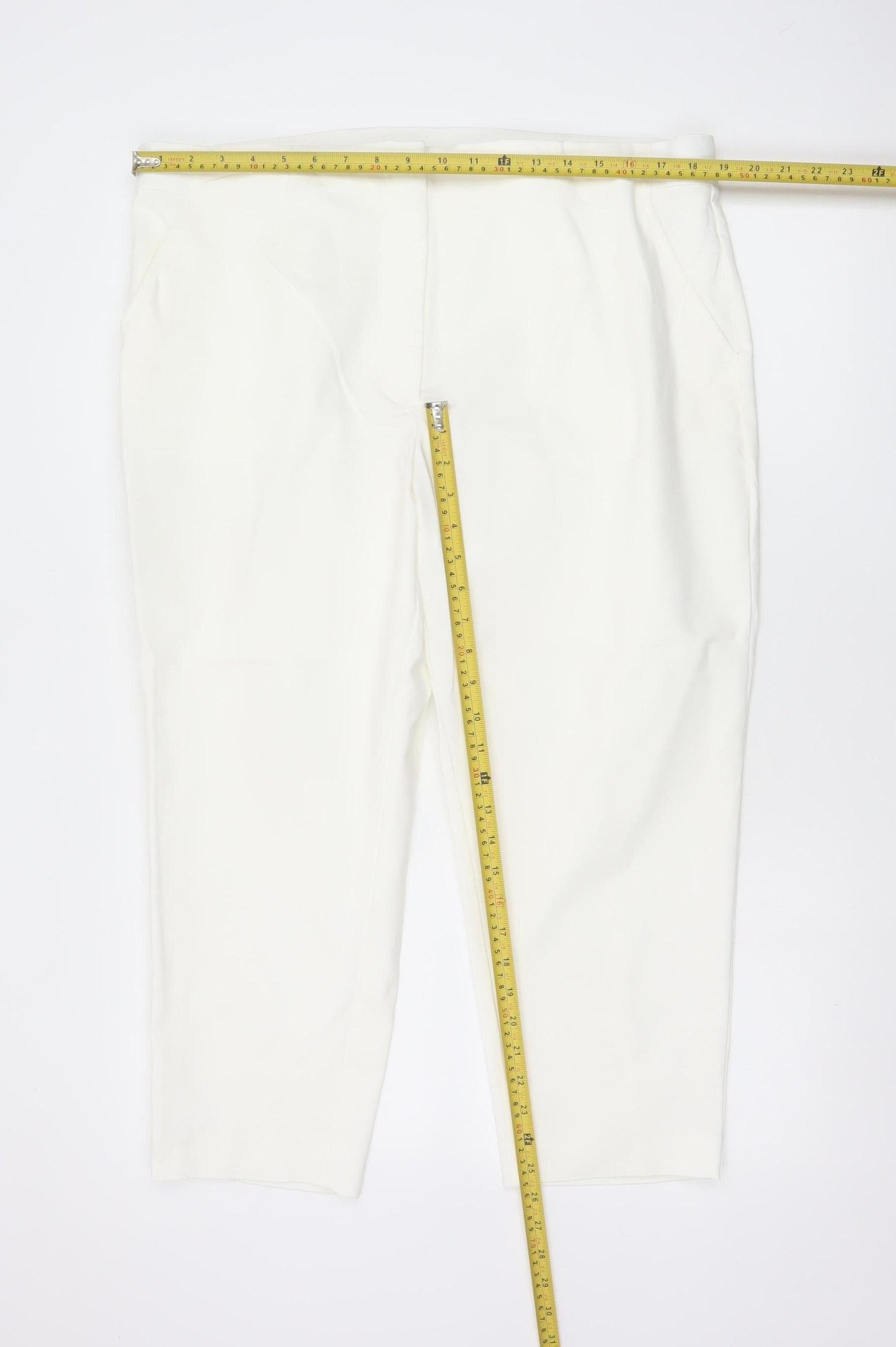 Marks & Spencer Women Ivory UK 20 Short Tapered Chino Trousers