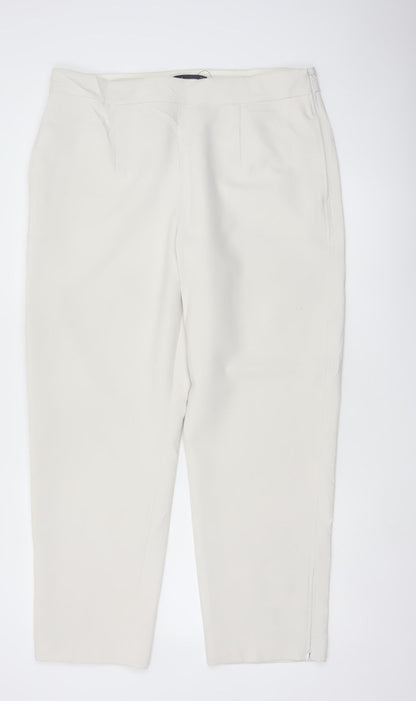 M&S Women Ivory UK 18 Regular Straight Leg Tailored Dress Trousers