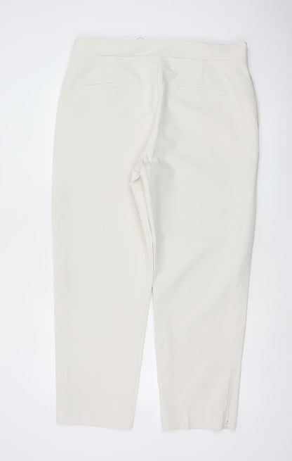 M&S Women Ivory UK 18 Regular Straight Leg Tailored Dress Trousers