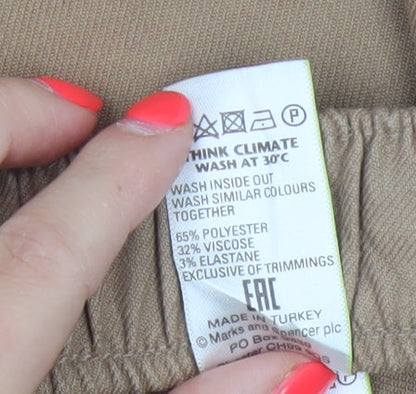 Marks & Spencer Women's Camel UK 10 Tapered Drawstring Jogger Trousers
