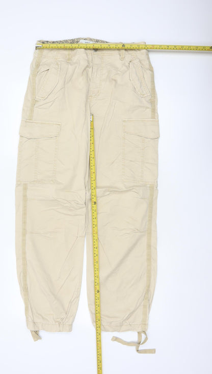 M&S Women’s Beige Size 12 Regular Cargo Trousers Pockets