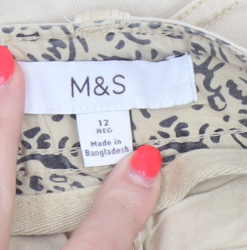 M&S Women’s Beige Size 12 Regular Cargo Trousers Pockets