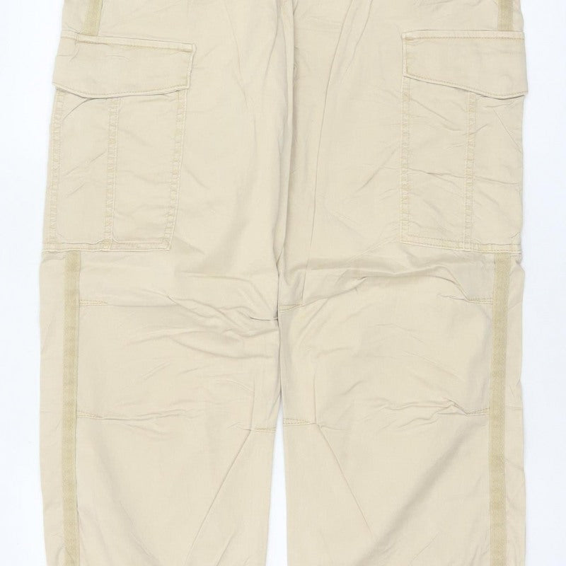 M&S Women’s Beige Size 12 Regular Cargo Trousers Pockets