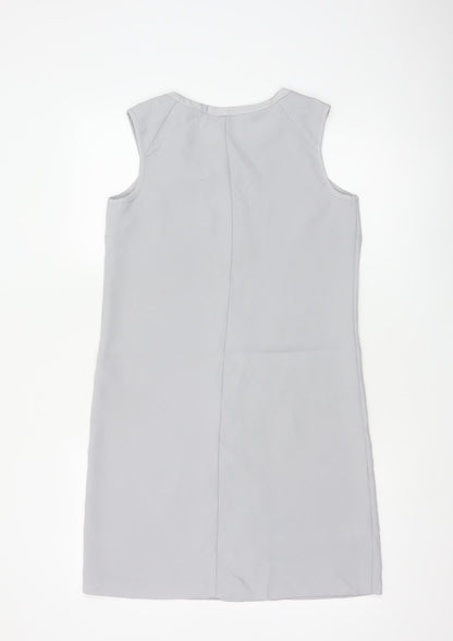 Next Petites Women Grey UK 8 Sleeveless Tunic Blouse Round Neck