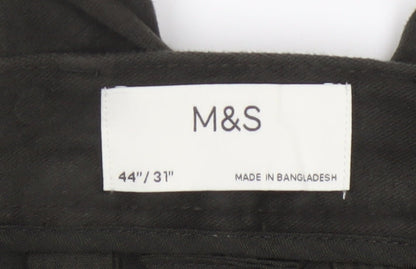 Marks & Spencer Men’s Black 44in 31in Straight Cotton Trousers