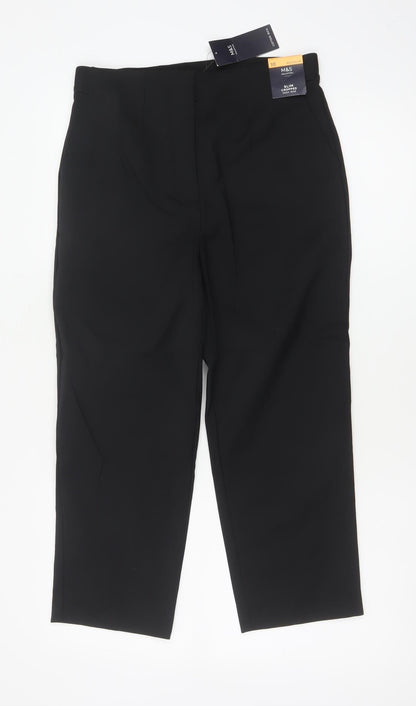 M&S Women’s Black UK 10 Slim High Rise Cropped Tailored Trousers