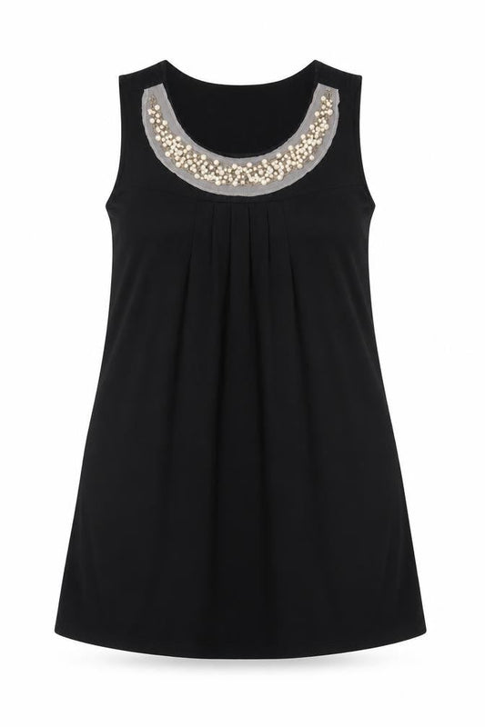 Almost Famous Women Black UK 14 A-Line Beaded Wool Blend Party Dress