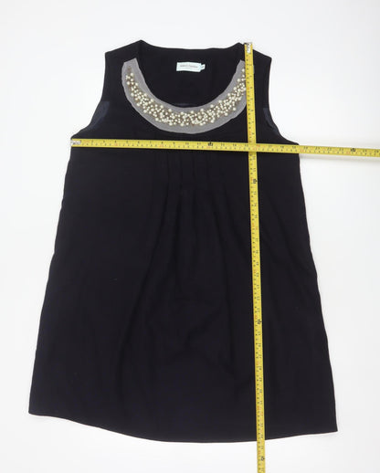Almost Famous Women Black UK 14 A-Line Beaded Wool Blend Party Dress