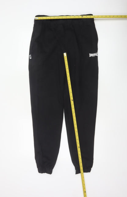 Lonsdale Men’s Black M Logo Cuffed Elastic Waist Jogger Sweatpants