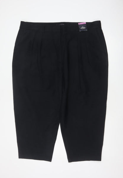 M&S Women Black Size 22 Short Tapered Ankle Grazer High Rise Trousers