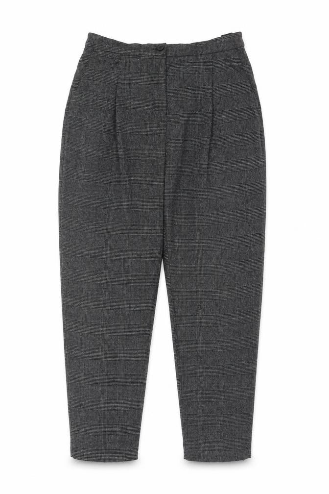 Monki Women Grey Check Tapered Trousers UK 12 Elastic Waist