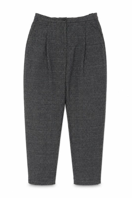 Monki Women Grey Check Tapered Trousers UK 12 Elastic Waist