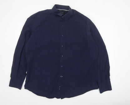 Marks & Spencer Autograph Men’s Blue 18 Pure Cotton Button-Up Shirt