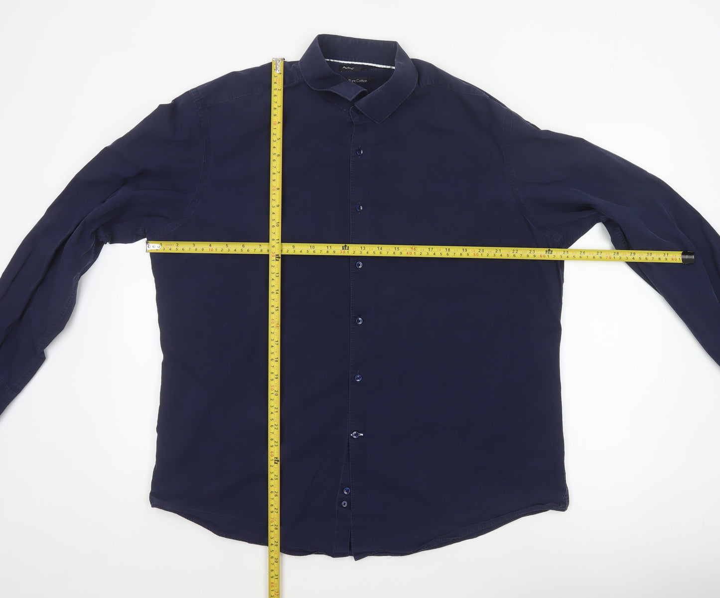 Marks & Spencer Autograph Men’s Blue 18 Pure Cotton Button-Up Shirt