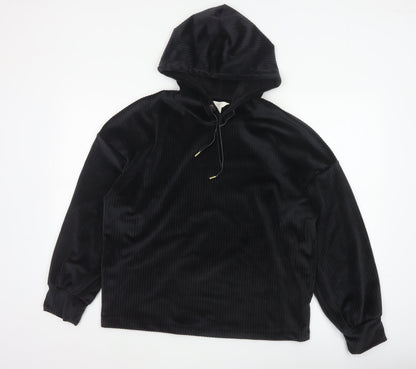 Marks and Spencer Women Black L Hooded Ribbed Velour Pyjama Lounge Top