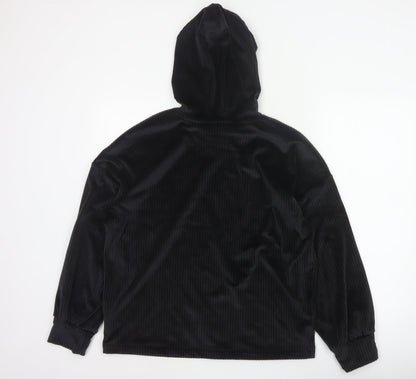 Marks and Spencer Women Black L Hooded Ribbed Velour Pyjama Lounge Top