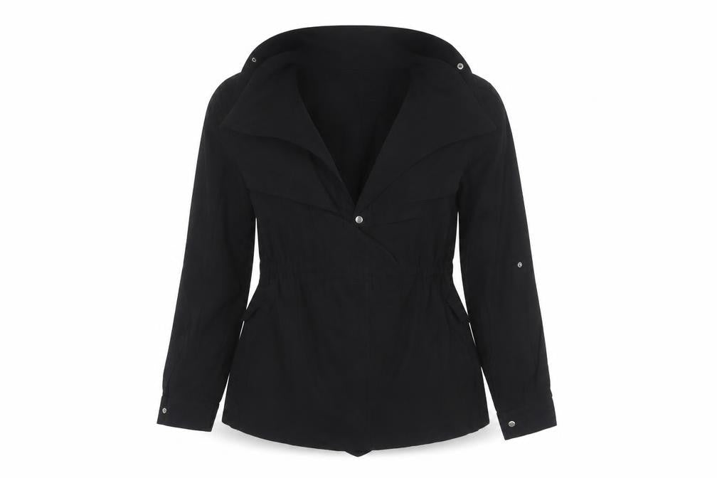 New Look Women’s Black UK 10 Short Drawstring Zip Pocket Jacket