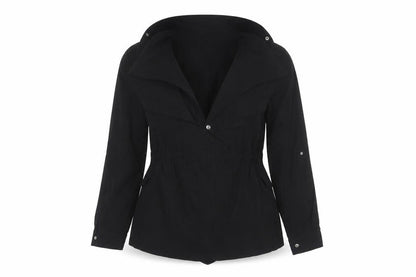 New Look Women’s Black UK 10 Short Drawstring Zip Pocket Jacket
