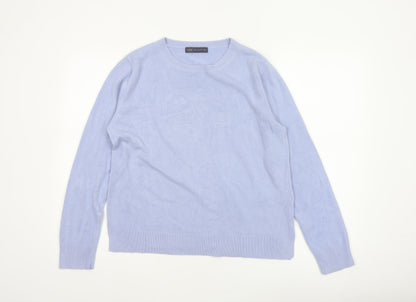 Marks and Spencer Women Blue UK 14 Crew Neck Acrylic Pullover Jumper