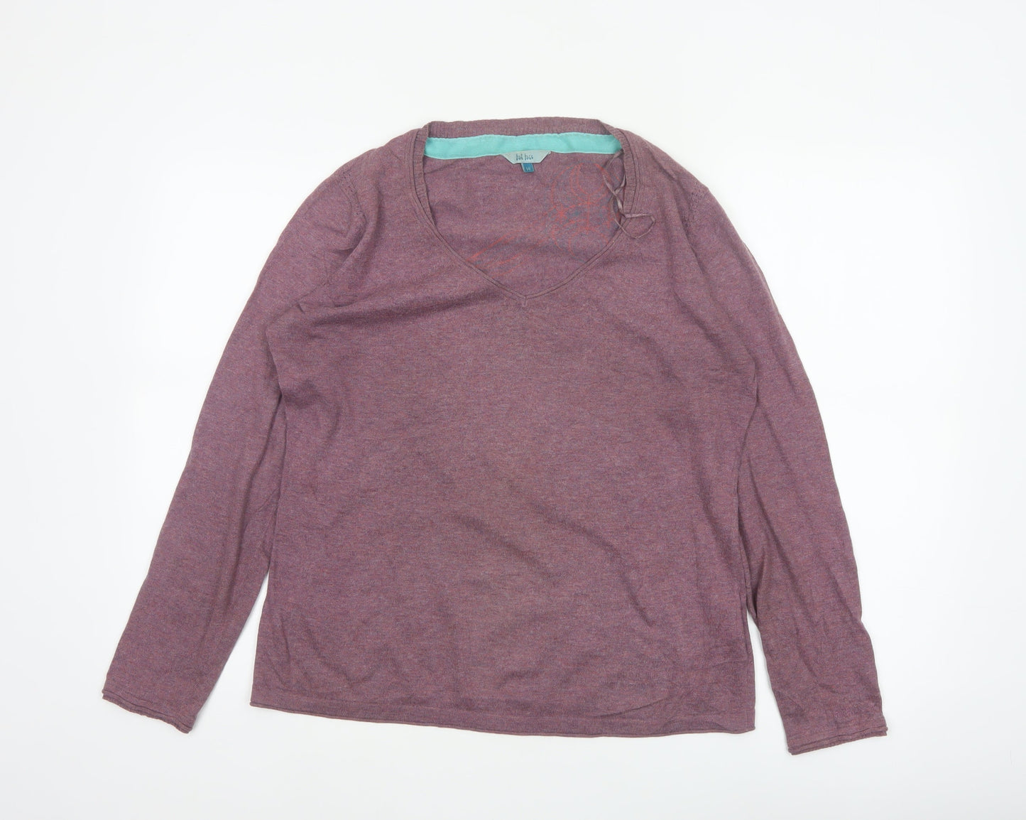 Fat Face Women’s Purple Size 14 V-Neck Lace-Up Knit Jumper