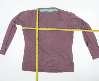 Fat Face Women’s Purple Size 14 V-Neck Lace-Up Knit Jumper