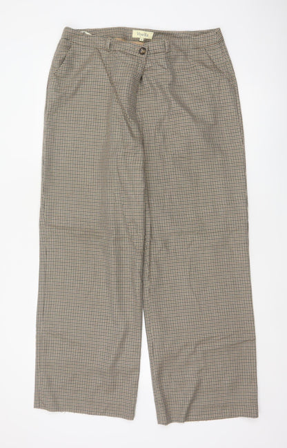 Viyella Women’s Beige Herringbone Tweed Trousers UK 16 Wool Blend