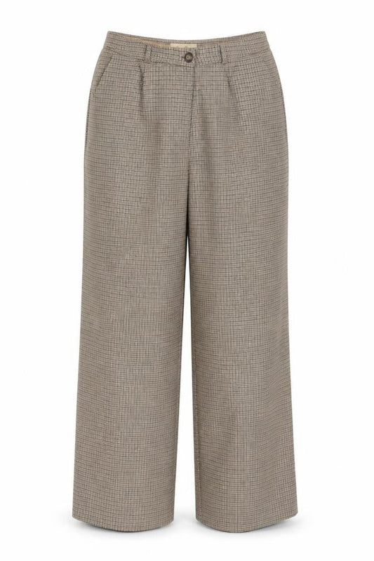 Viyella Women’s Beige Herringbone Tweed Trousers UK 16 Wool Blend