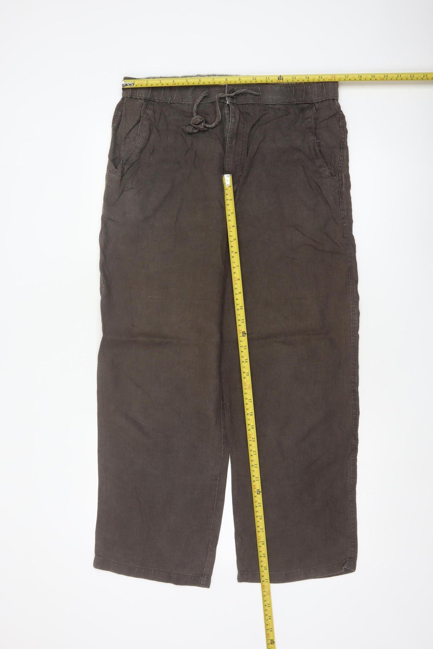 Marks and Spencer Men’s Brown Linen Drawstring Trousers 34in W 29in Leg