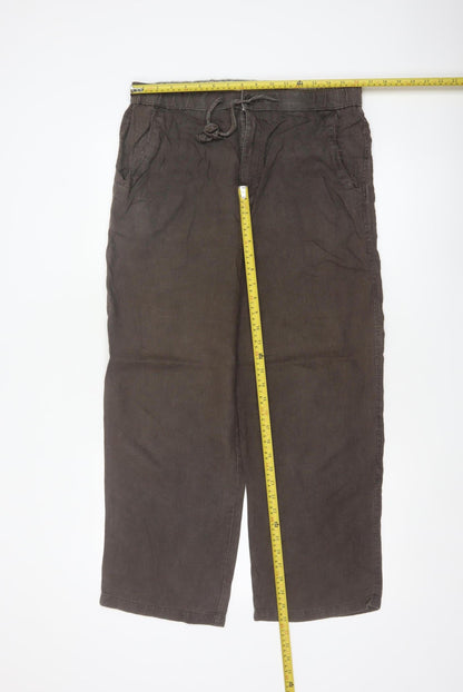 Marks and Spencer Men’s Brown Linen Drawstring Trousers 34in W 29in Leg