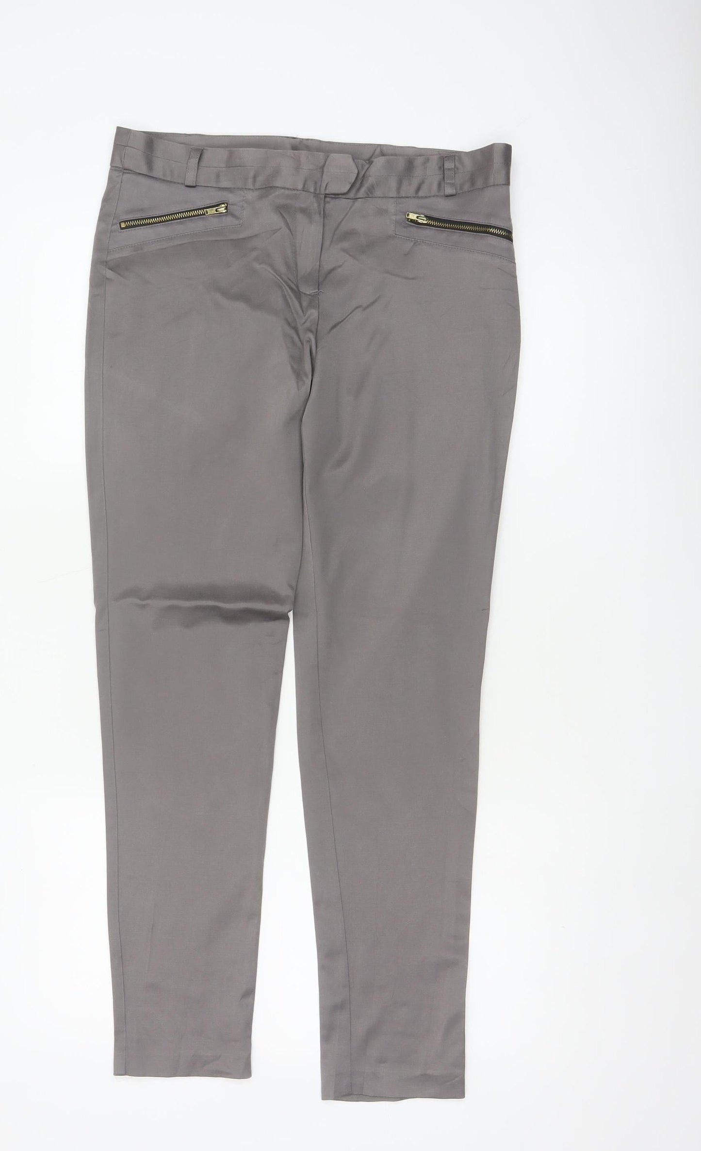 Dorothy Perkins Women Grey UK 12 Tapered Trousers Zip Pockets