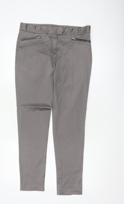Dorothy Perkins Women Grey UK 12 Tapered Trousers Zip Pockets