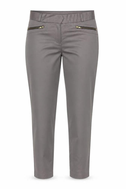 Front view of Dorothy Perkins Women Grey UK 12 Tapered Trousers Zip Pockets
