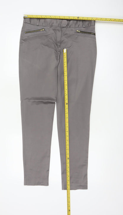 Dorothy Perkins Women Grey UK 12 Tapered Trousers Zip Pockets