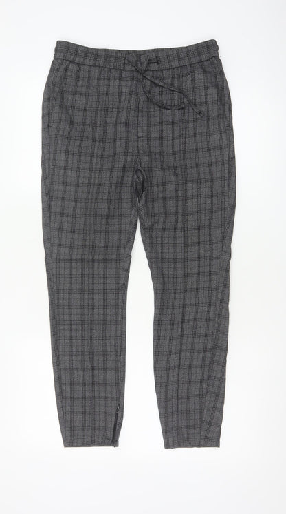 Kings Will Dream Men's Grey Check XS Jogger Trousers Drawstring Tapered