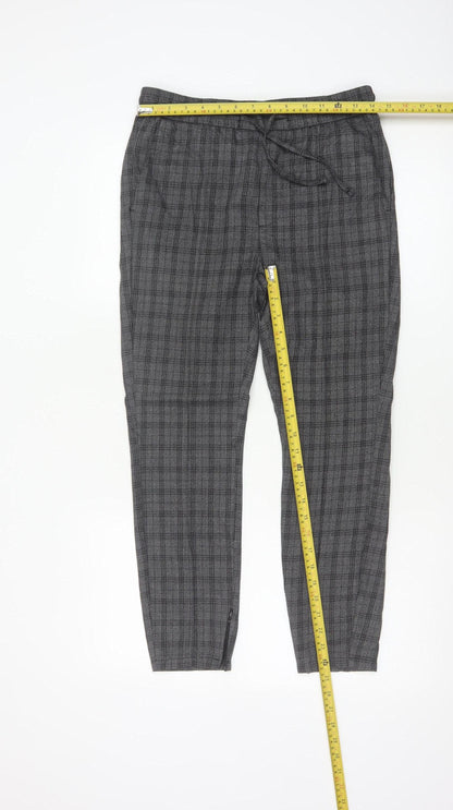 Kings Will Dream Men's Grey Check XS Jogger Trousers Drawstring Tapered